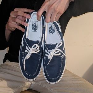 Navy Blue/ White Vans Boat Shoes